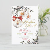 Rustic Minimalist Baubles Christmas Brunch Kaart (Staand voorkant)