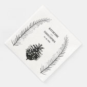 Rustic Minimalist Drawn Pine Cone Spruce Branches Servet (Hoek)