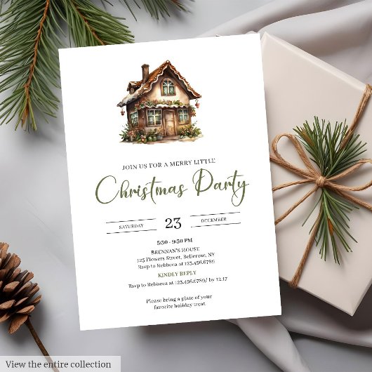 Rustic Minimalist Neutral Earthy Cozy Xmas Party  Kaart