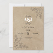 Rustic Minimalist Parchment Wedding Kaart (Voorkant)