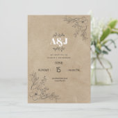 Rustic Minimalist Parchment Wedding Kaart (Staand voorkant)