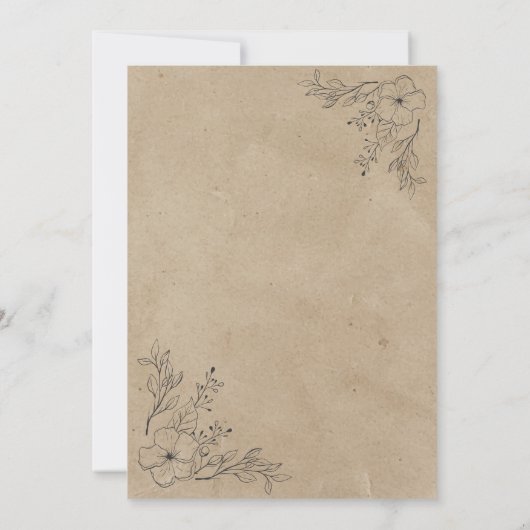 Rustic Minimalist Parchment Wedding Kaart (Achterkant)