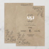 Rustic Minimalist Parchment Wedding Kaart (Voorkant / Achterkant)