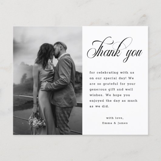 Rustic Minimalist Script Weduwfoto Hartelijk dank (Voorkant)