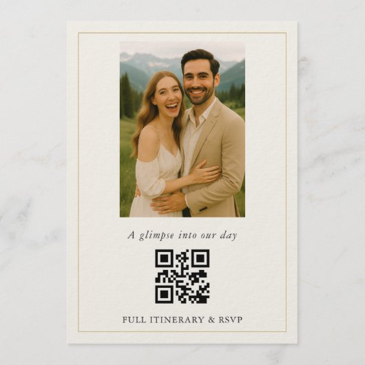 Rustic Minimalist Simple Photo Wedding Invitation Kaart (Achterkant)