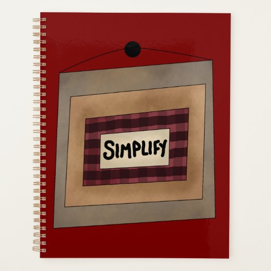 Rustic Minimalist Simplify Word Art Sign Planner (Voorkant)
