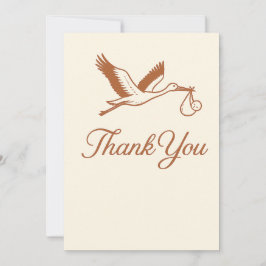 Rustic Minimalist Stork Baby shower Kaart