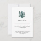 Rustic Minimalistische Trouw-RSVP | Waterverf Pine Aankondiging (Voorkant)