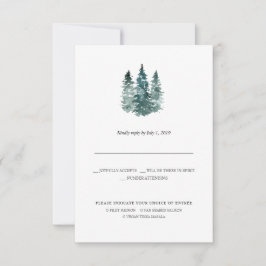 Rustic Minimalistische Trouw-RSVP | Waterverf Pine Aankondiging