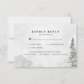 Rustic Minimalistische Trouw-RSVP | Waterverf Pine Aankondiging (Voorkant)