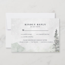 Rustic Minimalistische Trouw-RSvp | Waterverf Pine Aankondiging