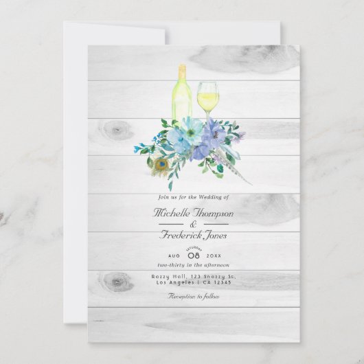 Rustic Mint Boho QR Code RSVP Wijn Tasting Weddens Kaart (Voorkant)