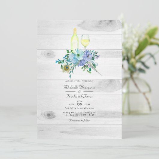 Rustic Mint Boho QR Code RSVP Wijn Tasting Weddens Kaart (Staand voorkant)