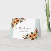 Rustic Mint en Brown Floral Weddenschap Bedankkaart (Voorkant)