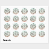 Rustic Mint en Peach Bohemian Flourish Ronde Sticker (Vel)