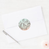 Rustic Mint en Peach Bohemian Flourish Ronde Sticker (Envelop)