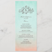 Rustic Mint en Peach Bohemian Wedding Menu (Voorkant)