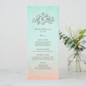Rustic Mint en Peach Bohemian Wedding Menu (Staand voorkant)