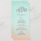 Rustic Mint en Peach Bohemian Wedding Menu (Voorkant / Achterkant)