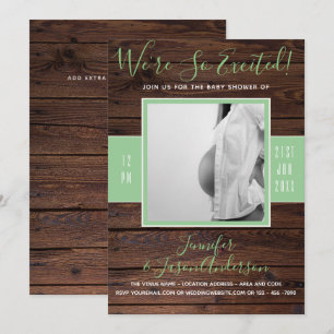 Rustic Mint FOTO-Baby shower Kaart
