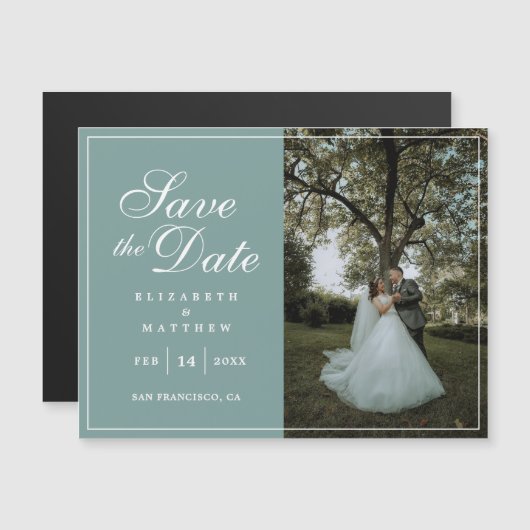 Rustic Mint Green Afbeelding Wedding Save the Date (Voorkant / Achterkant)