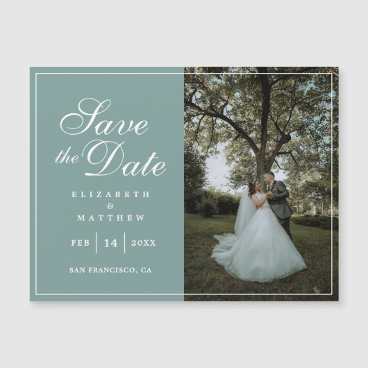 Rustic Mint Green Afbeelding Wedding Save the Date (Voorkant)