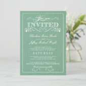 Rustic Mint Green Burlap Wedding Invitations Kaart (Staand voorkant)