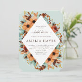 Rustic Mint Green en Brown Floral Vrijgezellenfees Kaart (Staand voorkant)