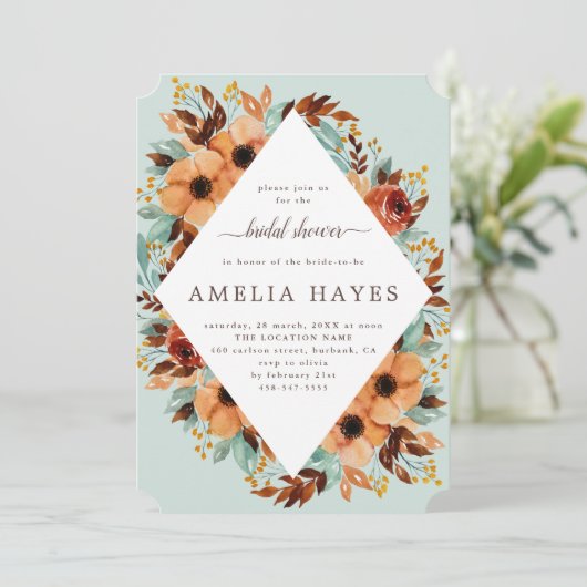 Rustic Mint Green en Brown Floral Vrijgezellenfees Kaart (Staand voorkant)