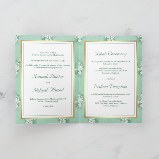 Rustic Mint Green en White Floral Muslim Wedding (Binnen)