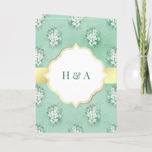 Rustic Mint Green en White Floral Muslim Wedding (Achterkant)