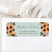 Rustic Mint Green Floral Wedding Return Address Etiket (Insitu)