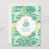 Rustic Mint Green Glitter Filigree Muslim Wedding Kaart (Voorkant)