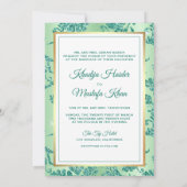 Rustic Mint Green Glitter Filigree Muslim Wedding Kaart (Achterkant)