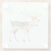 Rustic Mint Green Gold Cream Christmas Deer Glazen Onderzetter (Achterkant)