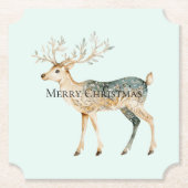 Rustic Mint Green Gold Cream Christmas Deer Kartonnen Onderzetters (Voorkant)