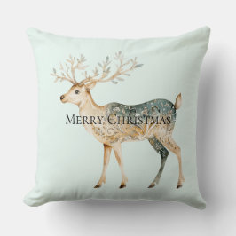 Rustic Mint Green Gold Cream Christmas Deer Kussen