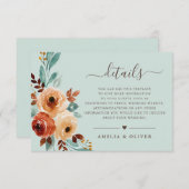 Rustic Mint Green Waterverf Wedding Details Informatiekaartje (Voorkant / Achterkant)
