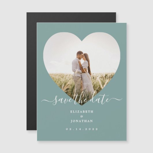 Rustic Mint Green Wedding Afbeelding sparen de Dat Magnetische Uitnodiging (Voorkant / Achterkant)