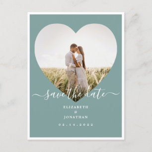 Rustic Mint Green Wedding Photo Save the Date Aankondigingskaart
