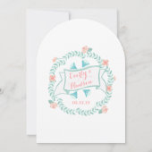 Rustic Mint Peach Coral  Floral Garland Kaart (Achterkant)