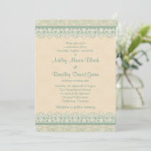 Rustic Mint Sage Ivory Lace Parchment Wedding Kaart (Staand voorkant)