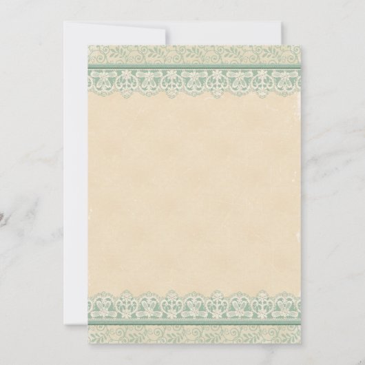 Rustic Mint Sage Ivory Lace Parchment Wedding Kaart (Achterkant)