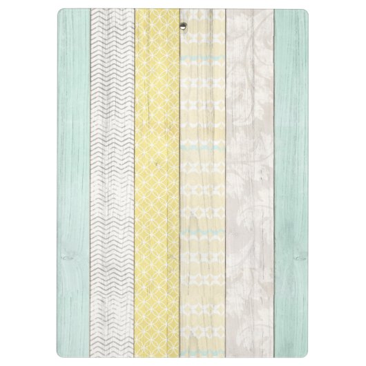 Rustic Mint & Yellow Boho Geo Modern, gepersonalis Klembord (Achterkant)