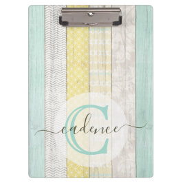 Rustic Mint & Yellow Boho Geo Modern, gepersonalis Klembord
