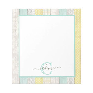 Rustic Mint & Yellow Boho Geo Modern, gepersonalis Notitieblok