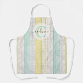 Rustic Mint & Yellow Boho Geo Modern, gepersonalis Schort (Voorkant)