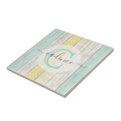 Rustic Mint & Yellow Boho Geo Modern, gepersonalis Tegeltje (Zijkant)