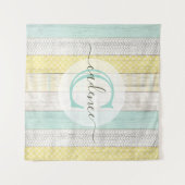 Rustic Mint & Yellow Boho Geo Modern, gepersonalis Wandkleed (Voorkant (horizontaal))