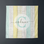 Rustic Mint & Yellow Boho Geo Modern, gepersonalis Wandkleed<br><div class="desc">Ideaal voor thuis en kleuterschool. Een uitstekende fotografische achtergrond voor baby's en kinderen ook! Gepersonaliseerd met aangepaste naam en monogram letter: het ultieme cadeauidee! Pastel mint blue en mosterdgeel creëer een trendy seksneutraal palet voor geometrische en boho patronen! Abstracte cirkels, chevron, strepen, en subtiel vouw behang met veel visuele textuur....</div>